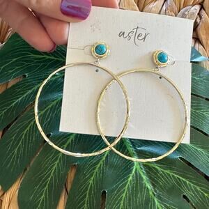 BOGO FREE Aster hoop earrings blue stone
